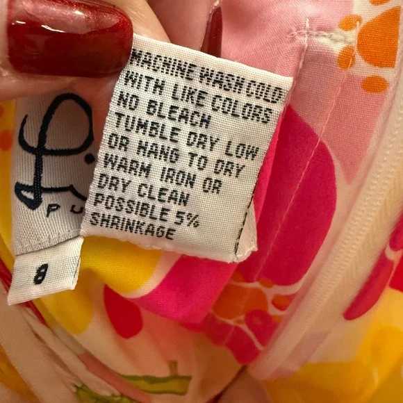 Lilly Pulitzer Tropical Floral Strapless Sheath Dress Pink Yellow Women Size 8 - Picture 8 of 10
